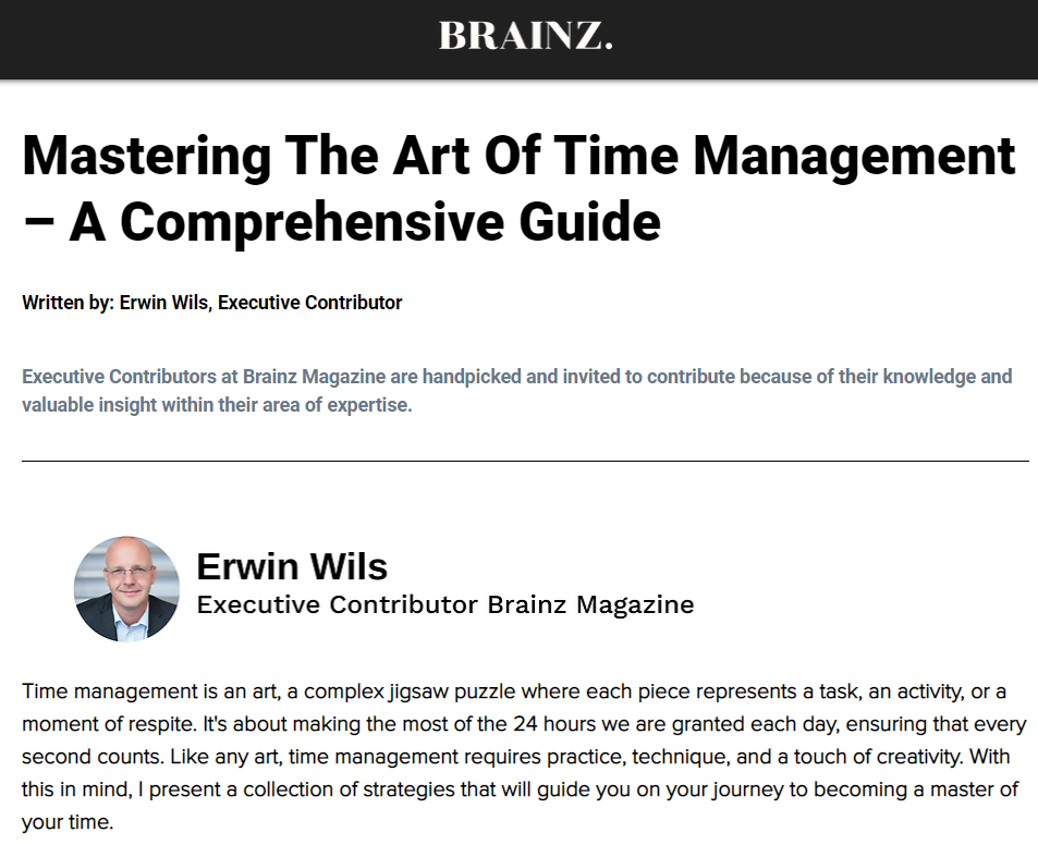 Brainz Magazine - Mastering the art of time management